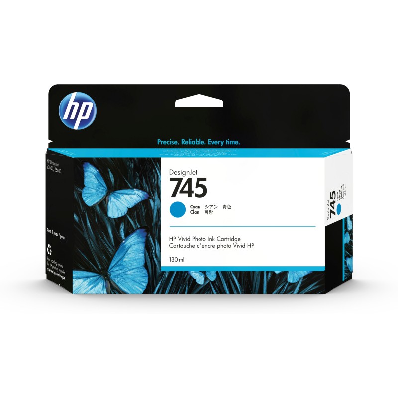 HP 745 130-ml DesignJet Cyan Ink Cartridge